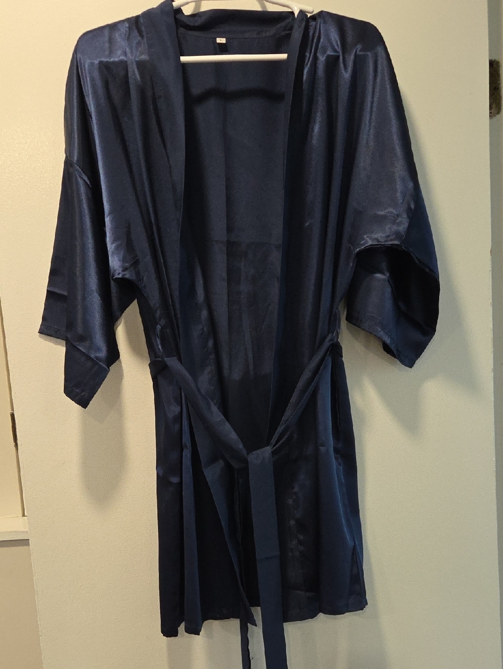 Navy Satin Kimono Robe - Lightweight Wrap